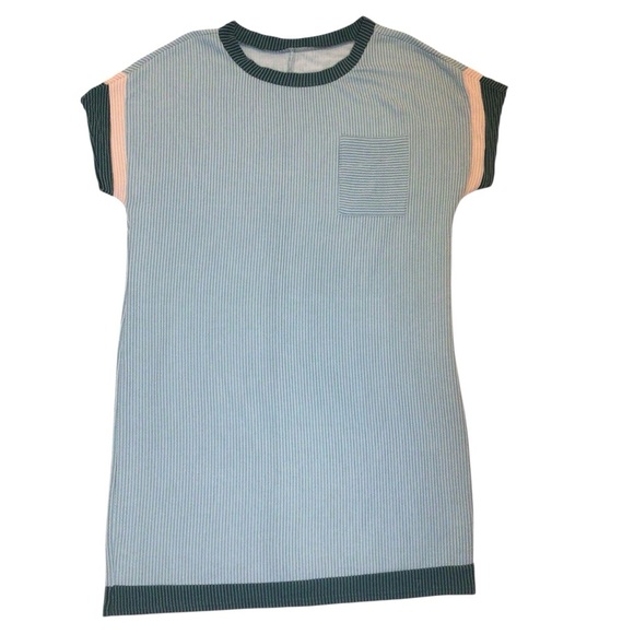 NWOT Women’s XL Casual T-Shirt Dress Aqua Green Ribbed Knit Short Sleeve Shift. - Picture 5 of 7